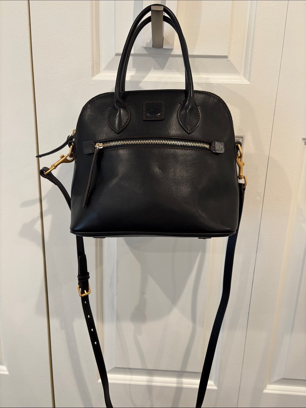 Dooney & Bourke Black Leather Dome Crossbody Satchel